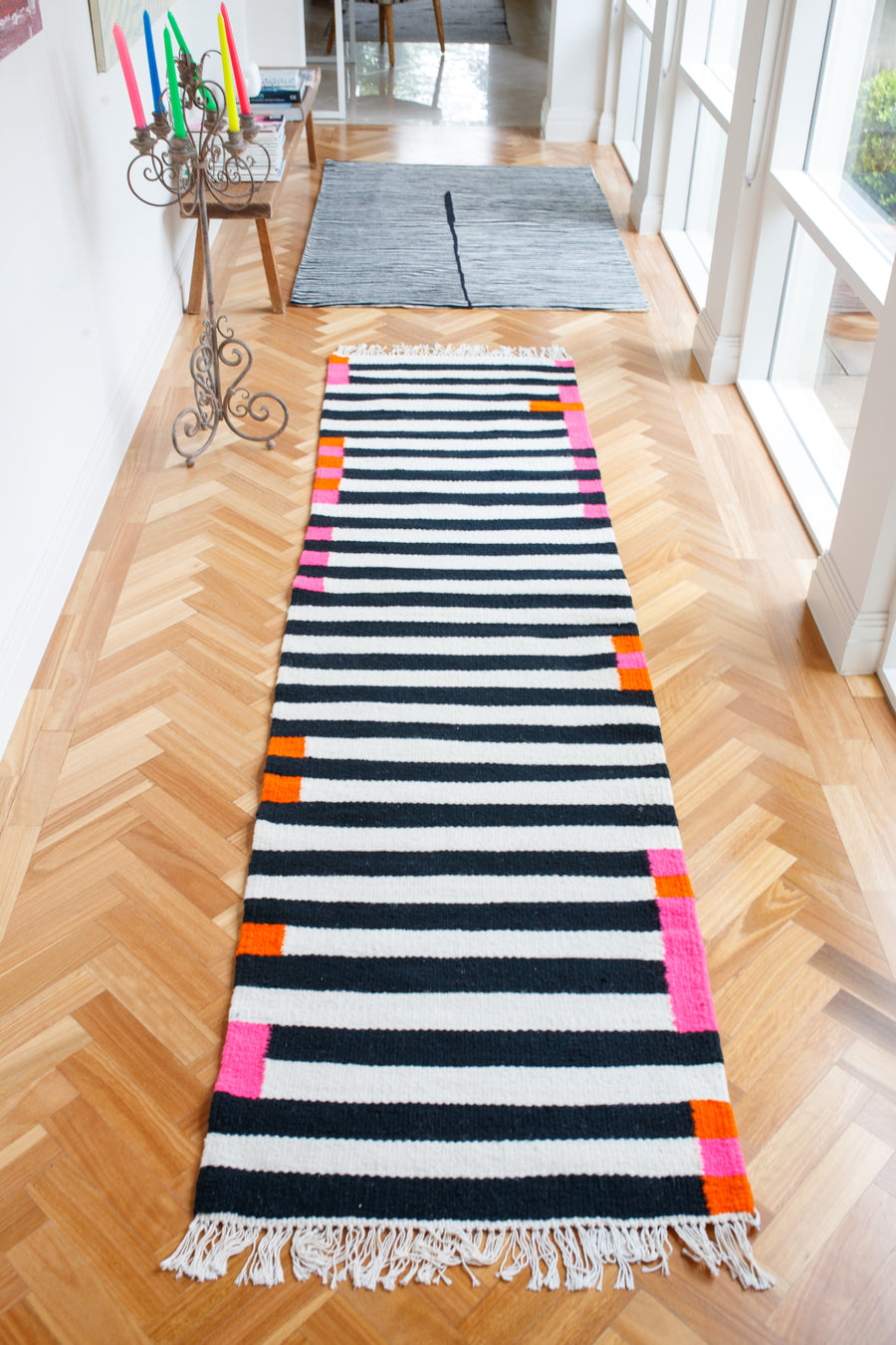 Black and White Striped Runner
