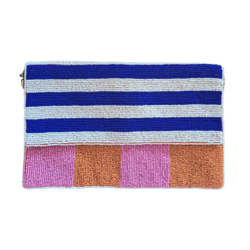 Striped Beaded Clutch