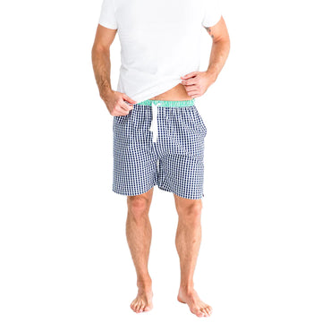 Men's Navy Hepburn Gingham Sleep Shorts