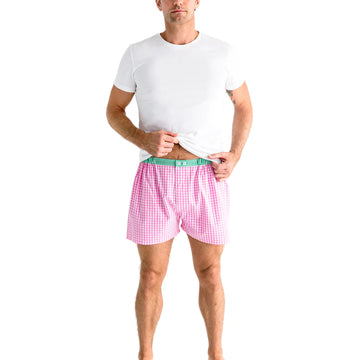 Men's Pink Hepburn Gingham Boxer Shorts