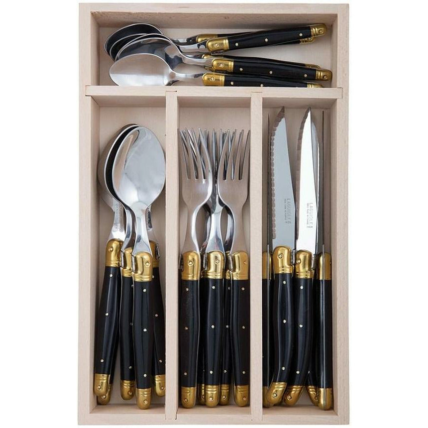 Laguiole Black and Gold Cutlery Set