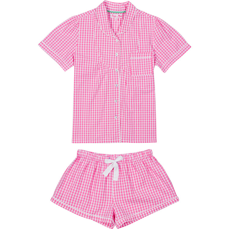Women's Hepburn Gingham Pink Short PJ Set