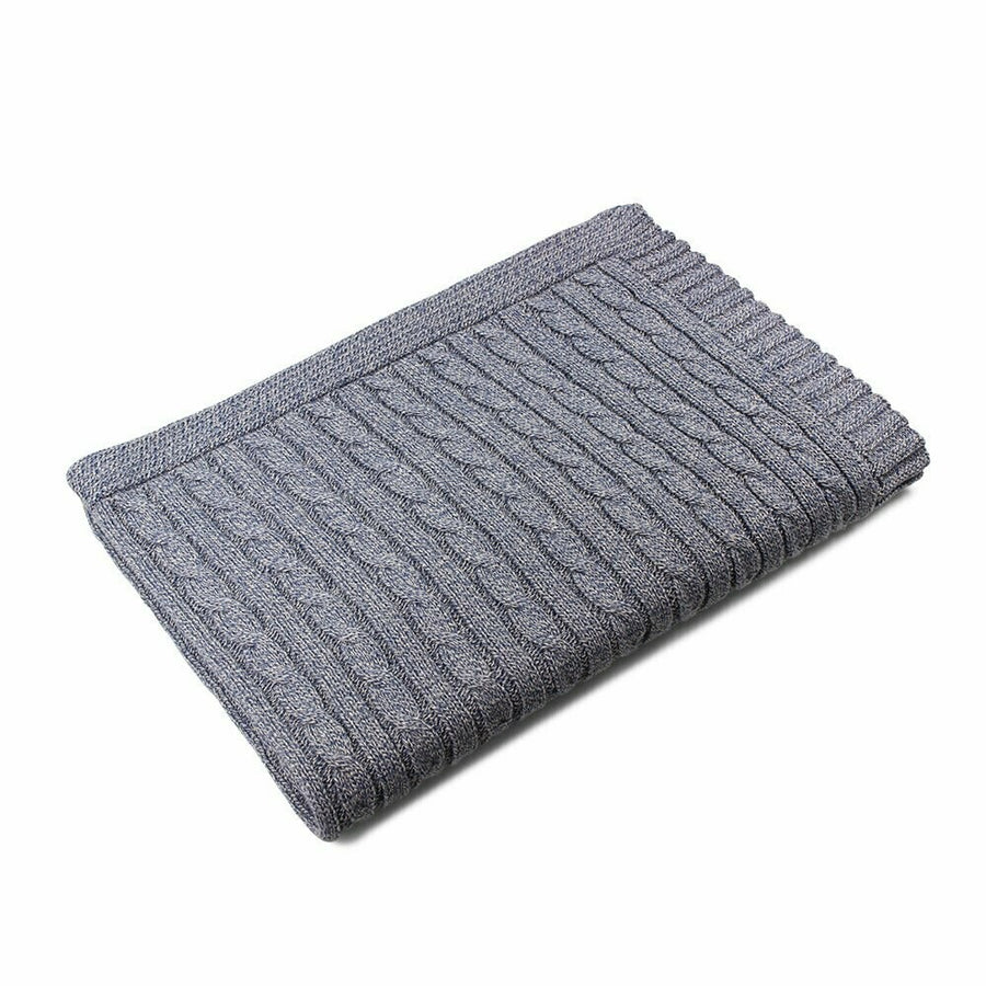 Grey Cable Knitted Baby Blanket